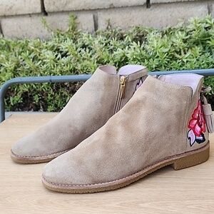 Kate Spade New York Bellville Floral Embroidered Suede Desert Booties Size 9